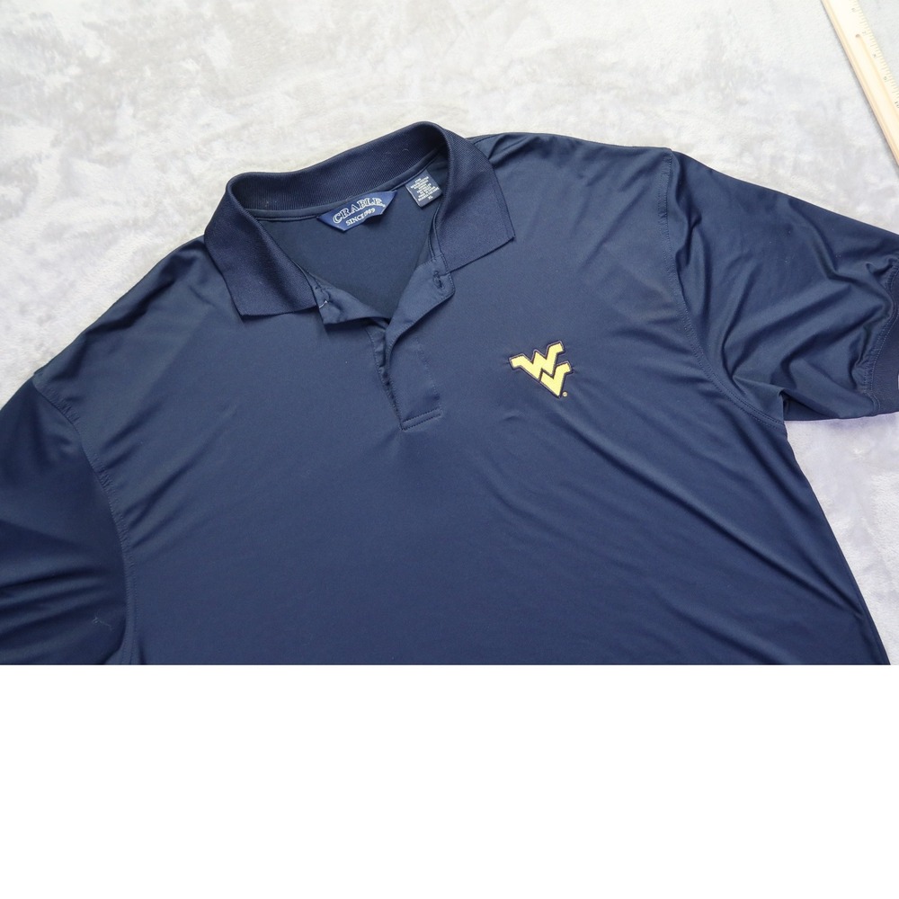 WVU West Virginia University  Polo Shirt Size‎ XL Mountaineers Navy Blue